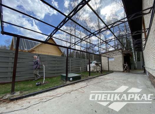 Навес из поликарбоната к дому | Пристенный навес из поликарбоната №2 - фото 974